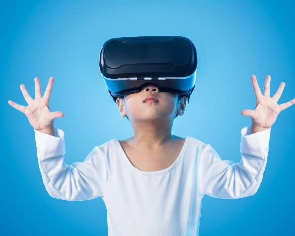 a kid with virtual reality headset